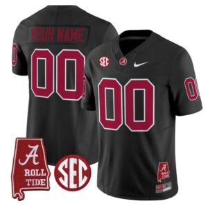 Custom Alabama Crimson Tide Jersey Name Number Throwback Map Stitched Black