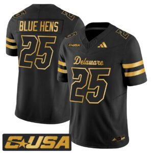 Blue Hens Jersey 25 Delaware Blue Hens 2025 Gold Vapor Stitched Black Gold