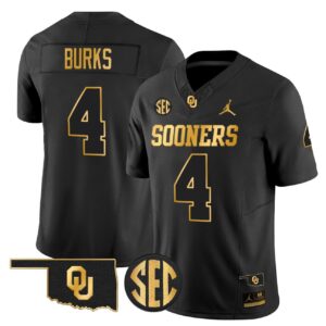 Deion Burks Jersey 4 Oklahoma Sooners 2025 Gold Limited Stitched Black Gold