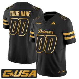 Custom Delaware Blue Hens Jersey 2025 Gold Vapor Limited Stitched Black Gold