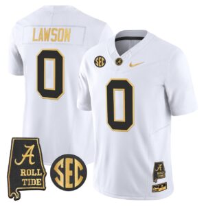 Deontae Lawson Jersey 0 Alabama Crimson Tide 2025 Vapor Stitched White Gold