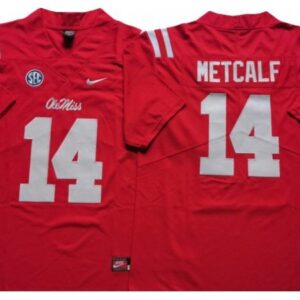 Ole Miss Rebels 14 Dk Metcalf Red Football Jersey