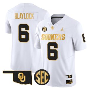 Tory Blaylock Jersey 6 Oklahoma Sooners 2025 Gold Limited Stitched White Gold