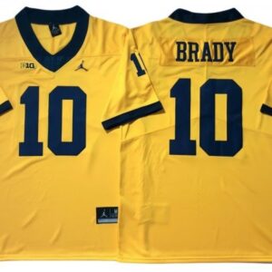 Michigan Wolverines 10 Tom Brady Yellow Football Jersey