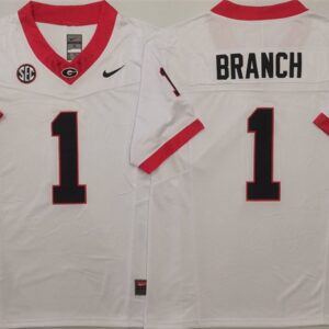 Georgia Bulldogs 1 Zachariah Branch White 2025 Fuse Stitched Jersey