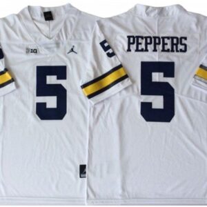 Michigan Wolverines 5 Jabrill Peppers White Football Jersey