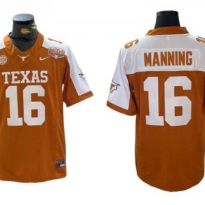 Texas Longhorns 16 Arch Manning Orange Thanksgiving Vapor Fuse Limited Jersey