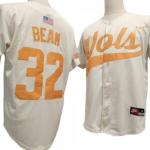 Tennessee Volunteers 32 Drew Beam Cream Baseball Jersey