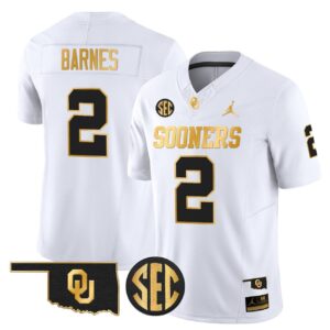 Jovantae Barnes Jersey 2 Oklahoma Sooners 2025 Gold Stitched White Gold