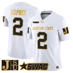 Janaylon Dupree Jersey 2 Jackson State Tigers 2025 Vapor Stitched White Gold