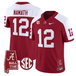 Joe Namath Jersey 12 Alabama Crimson Tide Throwback Map Stitched Crimson Alter