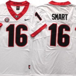 Georgia Bulldogs 16 Kirby Smart White Football Jersey