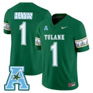 Omari Hayes Jersey 1 Tulane Green Wave 2025 City Edition Stitched Green