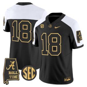Crimson Jersey 18 Alabama Crimson Tide 2025 Gold Vapor Stitched Alternate