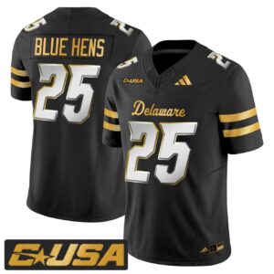 Blue Hens Jersey 25 Delaware Blue Hens 2025 Gold Vapor Stitched Black Limited