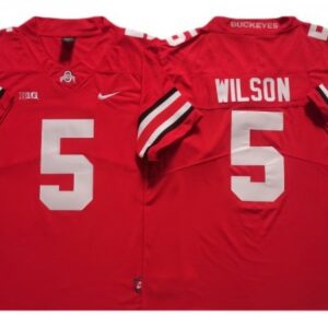 Ohio State Buckeyes 5 Garrett Wilson Red College Jersey