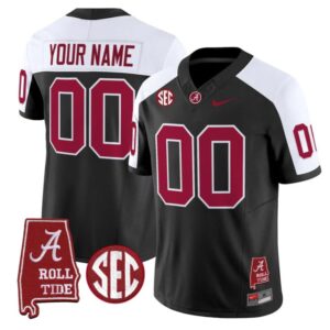 Custom Alabama Crimson Tide Jersey Name Number Throwback Map Stitched Black Alter