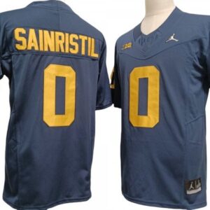 Michigan Wolverines 0 Mike Sainristil Navy Vapor Fuse Limited Jersey