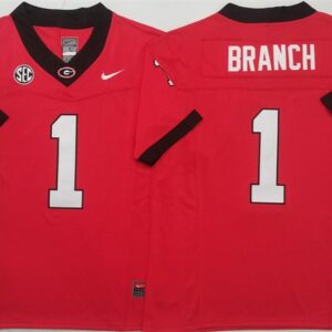 Georgia Bulldogs 1 Zachariah Branch Red 2025 Fuse Stitched Jersey