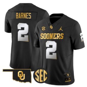 Jovantae Barnes Jersey 2 Oklahoma Sooners 2025 Gold Stitched Black Limited