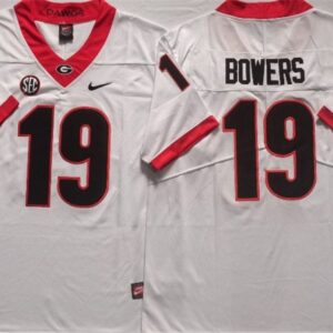 Georgia Bulldogs 19 Brock Bowers White Football Jersey