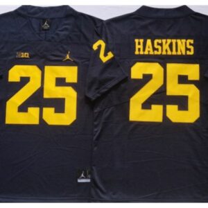 Michigan Wolverines 25 Hassan Haskins Navy College Jersey