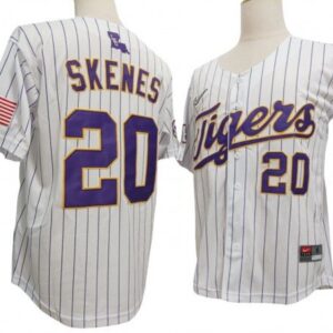 Lsu Tigers 20 Paul Skenes White Pinstripe Baseball Jersey