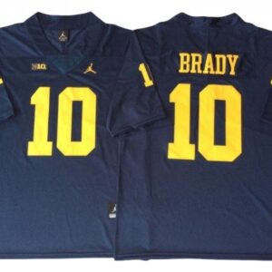 Michigan Wolverines 10 Tom Brady Navy Football Jersey