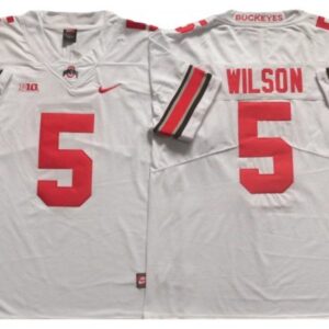 Ohio State Buckeyes 5 Garrett Wilson White College Jersey