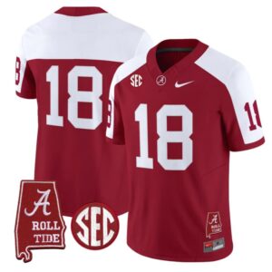 Crimson Jersey 18 Alabama Crimson Tide Throwback Map Stitched Crimson Alter