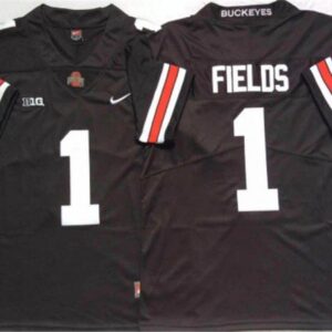 Ohio State Buckeyes 1 Justin Fields Blackwhite Football Jersey