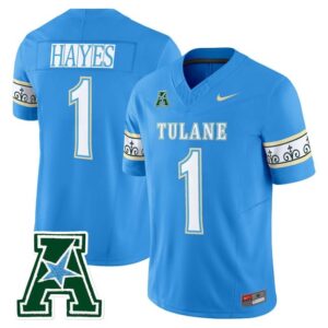 Omari Hayes Jersey 1 Tulane Green Wave 2025 City Edition Stitched Blue