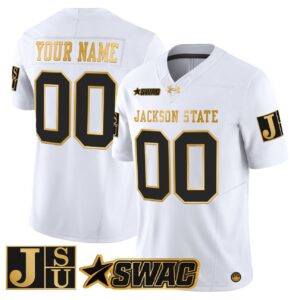 Custom Jackson State Tigers Jersey 2025 Gold Vapor Stitched White Gold