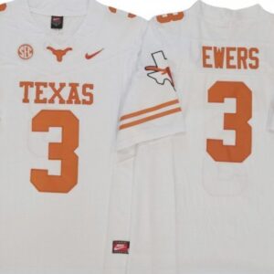 Texas Longhorns 3 Quinn Ewers White Vapor Fuse Limited Jersey - Texas Logo