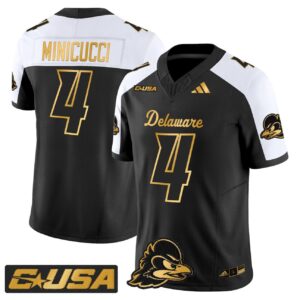 Nick Minicucci Jersey 4 Delaware Blue Hens 2025 Gold Vapor Stitched Alternate