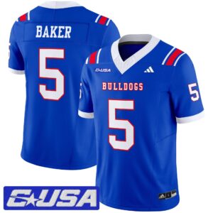 Blake Baker Jersey 5 Louisiana Tech Bulldogs 2025 Vapor Limited Stitched Royal
