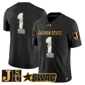 Team Jersey 1 Jackson State Tigers 2025 Gold Vapor Stitched Black Limited