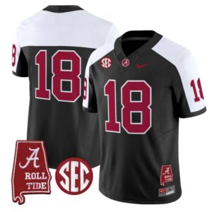 Crimson Jersey 18 Alabama Crimson Tide Throwback Map Stitched Black Alter