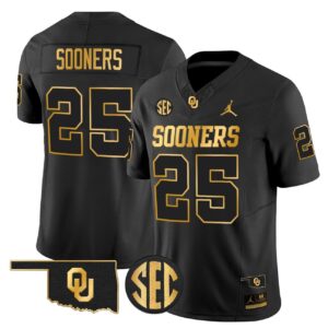 Sooners Jersey 25 Oklahoma Sooners 2025 Gold Vapor Limited Stitched Black Gold