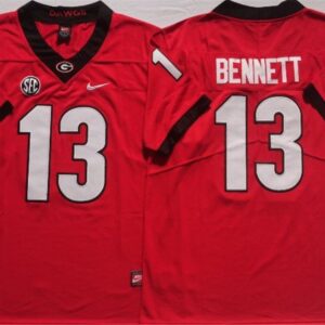 Georgia Bulldogs 13 Stetson Bennett Red Football Jersey