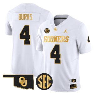 Deion Burks Jersey 4 Oklahoma Sooners 2025 Gold Limited Stitched White Gold