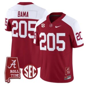 Bama Jersey 205 Alabama Crimson Tide Throwback Map Stitched Crimson Alter