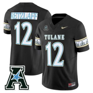 Jake Retzlaff Jersey 12 Tulane Green Wave 2025 City Edition Stitched Black
