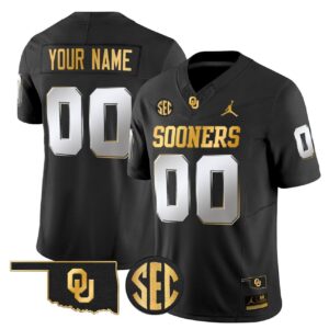 Custom Oklahoma Sooners Jersey 2025 Gold Vapor Limited Stitched Black Limited
