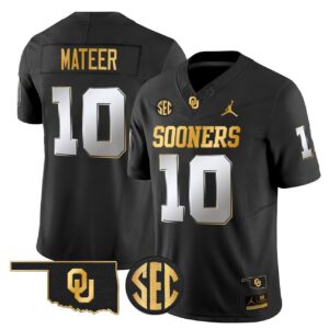 John Mateer Jersey 10 Oklahoma Sooners 2025 Gold Limited Stitched Black Limited
