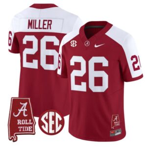 Jam Miller Jersey 26 Alabama Crimson Tide Throwback Map Stitched Crimson Alter