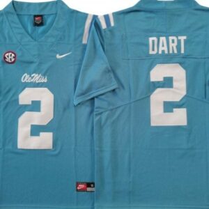 Ole Miss Rebels 2 Jaxson Dart Light Blue Football Jersey