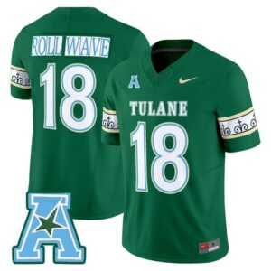 Roll Wave Jersey 18 Tulane Green Wave 2025 City Edition Stitched Green