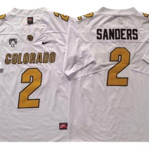 Colorado Buffaloes 2 Shedeur Sanders Whitegold Football Jersey