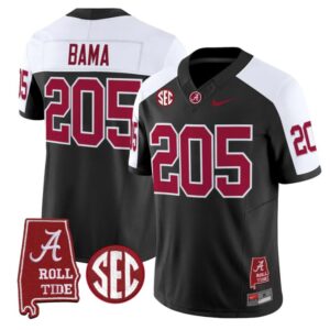 Bama Jersey 205 Alabama Crimson Tide Throwback Map Stitched Black Alter